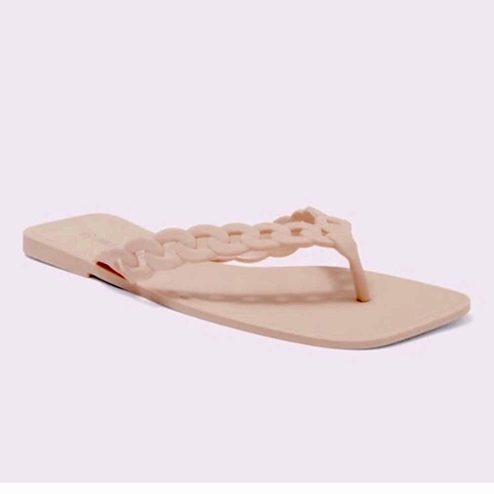 Wild Diva Braided Chain Square Toe Sandals